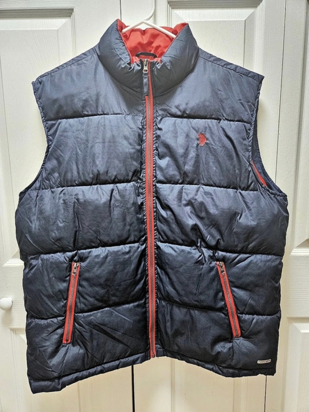 U.S. Polo Assn. Men's Signature Quilted Puffer Vest XL Navy Blue & Red New